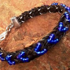 Blue Bead Horsehair Heart Bracelet