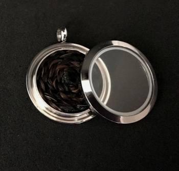 Silver Horsehair Memory Locket - Secure screw Type