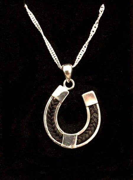 Horseshoe Pendant, horsehair jewellery