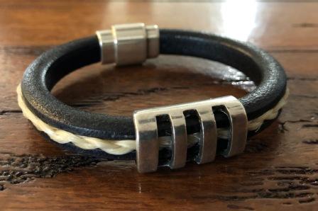 Men's Leather and Horsehair Bracelet
