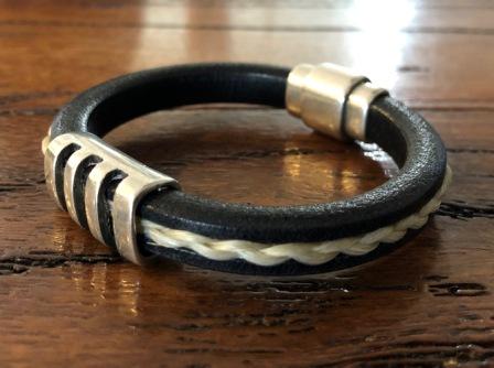Mens Leather and Horsehair Bracelet